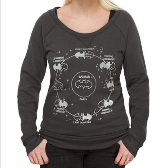 Junk Food Phases Of Batman Scoop Neck Sweatshirt - Picture 1 of 5